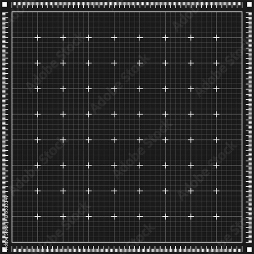 Blueprint square background project template. Blueprint graph paper line grid pattern. Black and white vector illustration