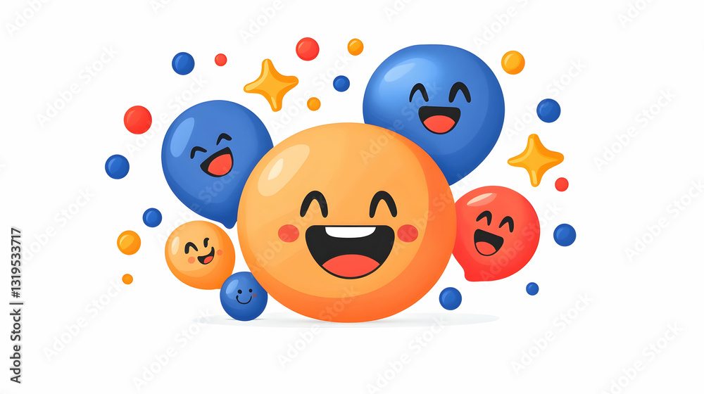 Naklejka premium Joyful cartoon emoji bubbles