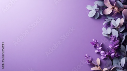 A purple background with flowers on it