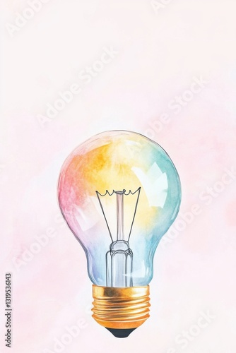 Minimalist light bulb design representing creativity and intellectual activities in vibrant colors