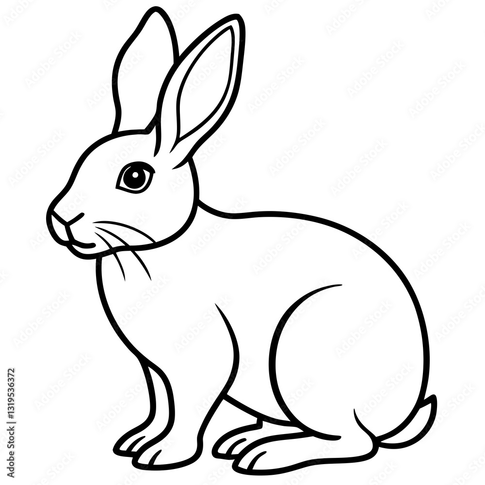 One-Line Rabbit Vector Drawing One-Line Rabbit Vector Drawing