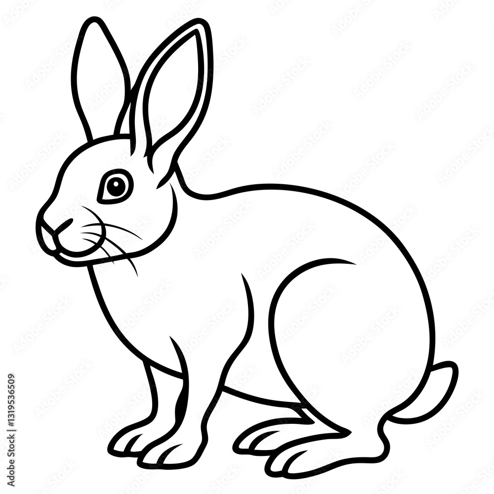 One-Line Rabbit Vector Drawing One-Line Rabbit Vector Drawing