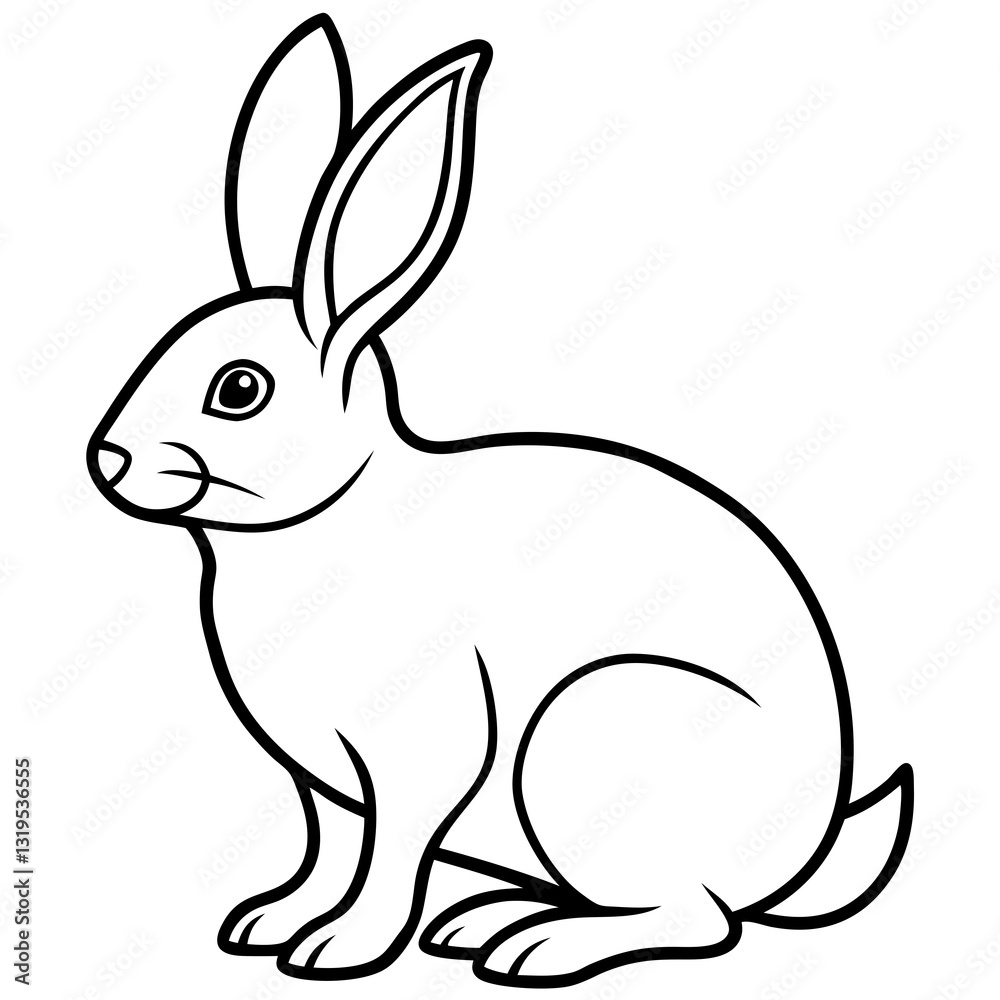 One-Line Rabbit Vector Drawing One-Line Rabbit Vector Drawing