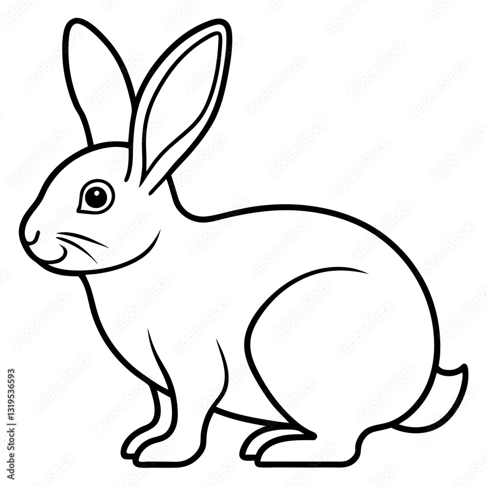 One-Line Rabbit Vector Drawing One-Line Rabbit Vector Drawing