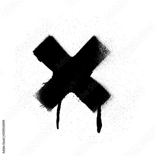 X Cross Stencil Grunge Spray Paint Stroke Vector 