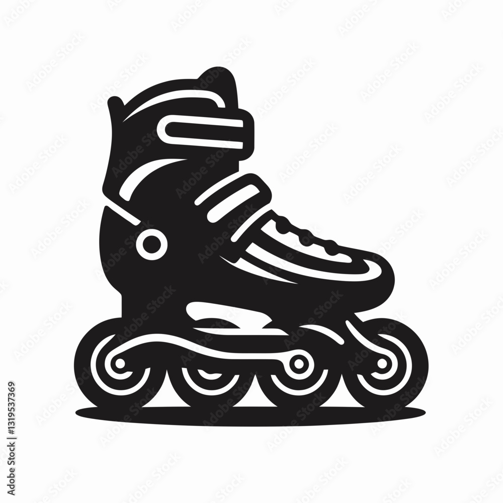 Rollerblade Wheels silhouette in black on a white background Rollerblade Wheels silhouette in black on a white background