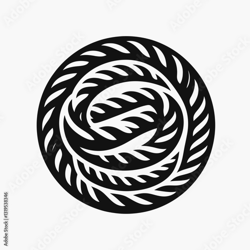 Rope Knot silhouette in black on a white background