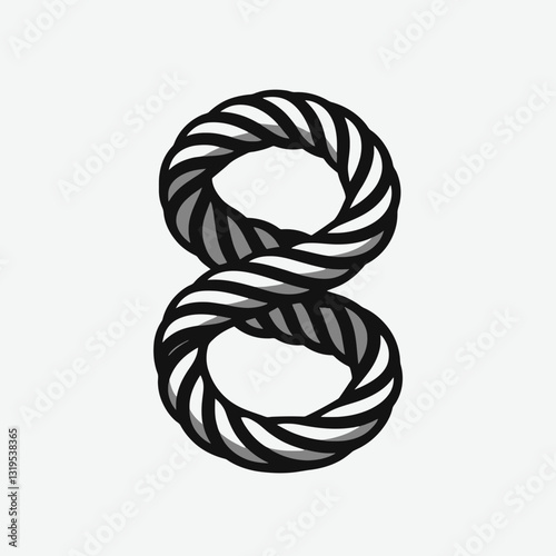 Rope Knot silhouette in black on a white background
