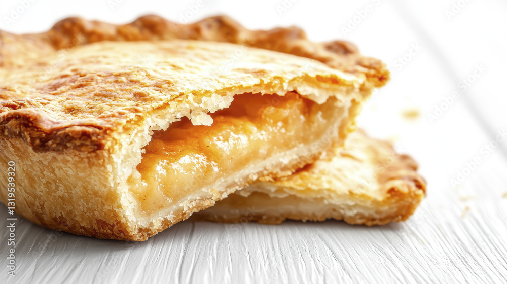 Delicious apple pie with flaky crust, showcasing warm filling Delicious apple pie with flaky crust, showcasing warm filling