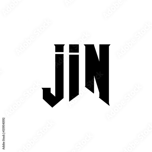 JIN letter logo design for technology company. JIN logo design black and white color combination. JIN logo, JIN vector, JIN design, JIN icon, JIN alphabet. JIN typography logo design.