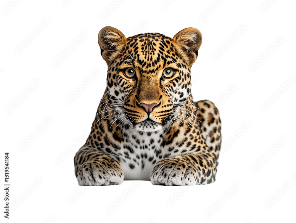 Fototapeta premium Tiger or leopard PNG file isolated on transparent background cut out, clipping path, social media, close up, high quality, web 