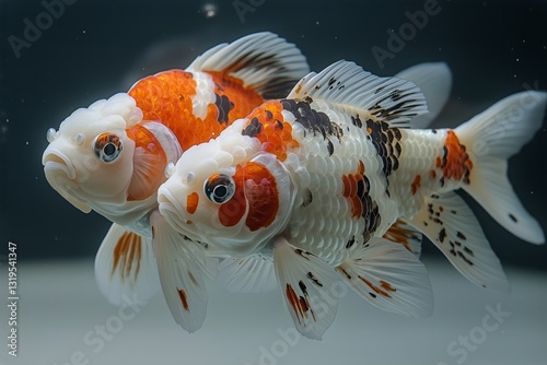Colorful Goldfish Swim Gracefully in a Vibrant Aquarium Filled With Plants an...