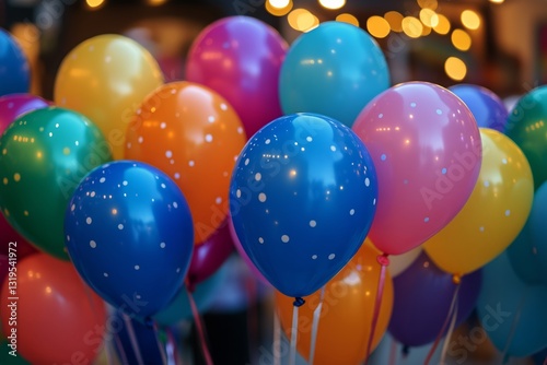 Colorful Balloons Decorate a Festive Gathering in a Lively Outdoor Setting Du...
