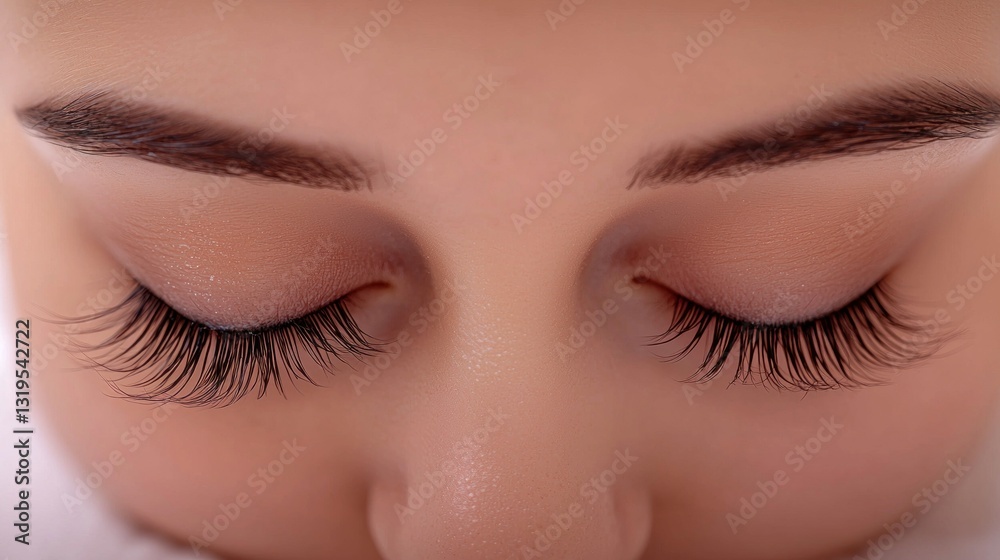 Fototapeta premium Close-up of woman's eyes with long, lush eyelashes.