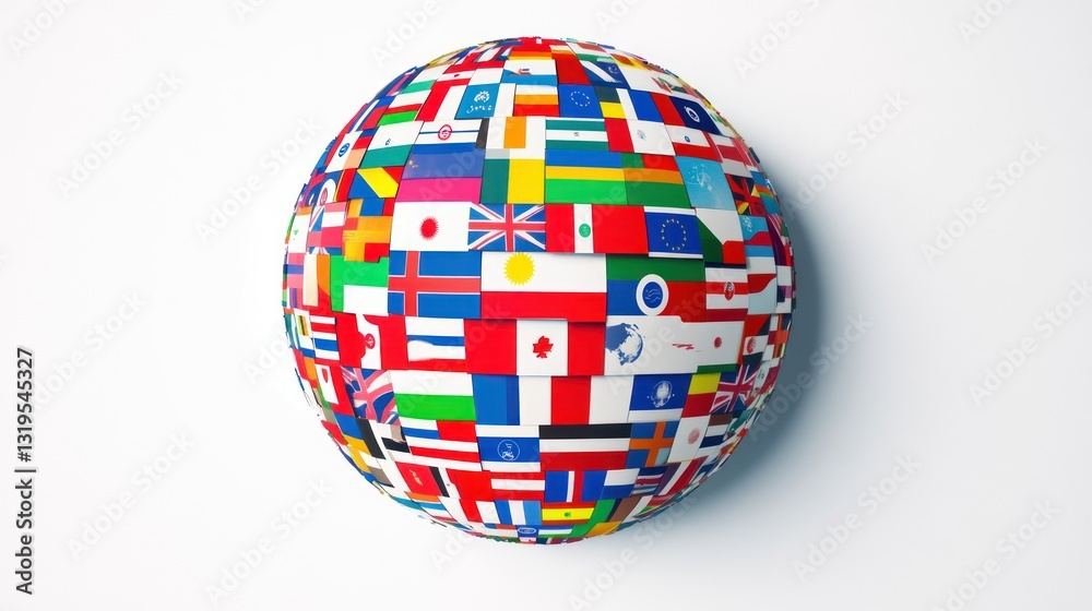 Global Flags Sphere - White Background Global Flags Sphere - White Background