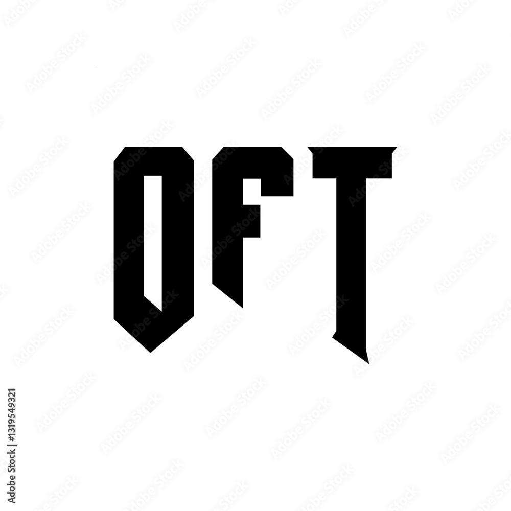 Obraz premium OFT letter logo design for technology company. OFT logo design black and white color combination. OFT logo, OFT vector, OFT design, OFT icon, OFT alphabet. OFT typography logo design.