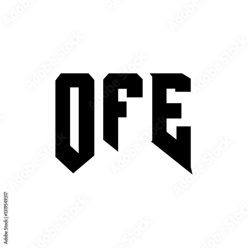 OFE letter logo design for technology company. OFE logo design black and white color combination. OFE logo, OFE vector, OFE design, OFE icon, OFE alphabet. OFE typography logo design.