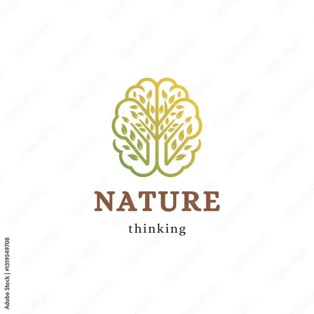 Nature-Inspired Thought: An illustrated logo concept combines the shape of a brain with growing plants, suggesting the intersection of nature and thought, ideal for eco-friendly or wellness brands. Nature-Inspired Thought: An illustrated logo concept combines the shape of a brain with growing plants, suggesting the intersection of nature and thought, ideal for eco-friendly or wellness brands.