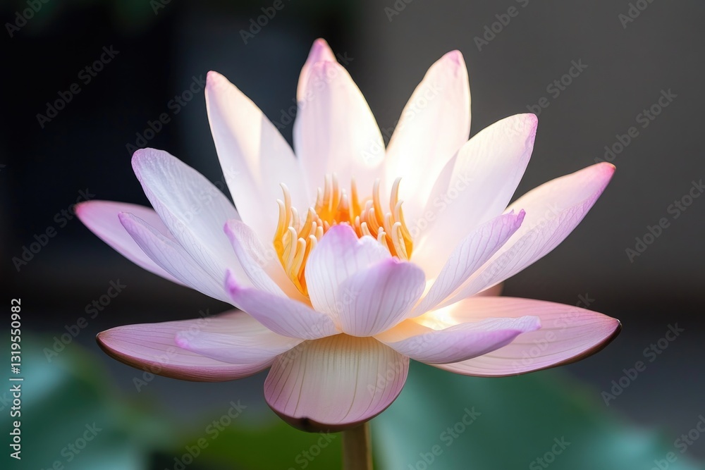 close-up of traditionally ornate lotus flower symbolizing purity and spiritual enlightenment with ambient natural light close-up of traditionally ornate lotus flower symbolizing purity and spiritual enlightenment with ambient natural light