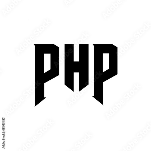 PHP letter logo design for technology company. PHP logo design black and white color combination. PHP logo, PHP vector, PHP design, PHP icon, PHP alphabet. PHP typography logo design.