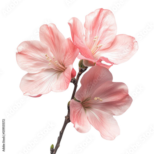 Pink cherry blossom isolated on transparent or white background.