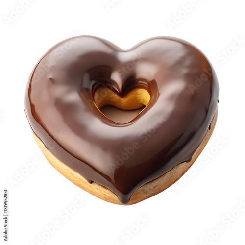 heart shaped chocolate donut on transparent  background 