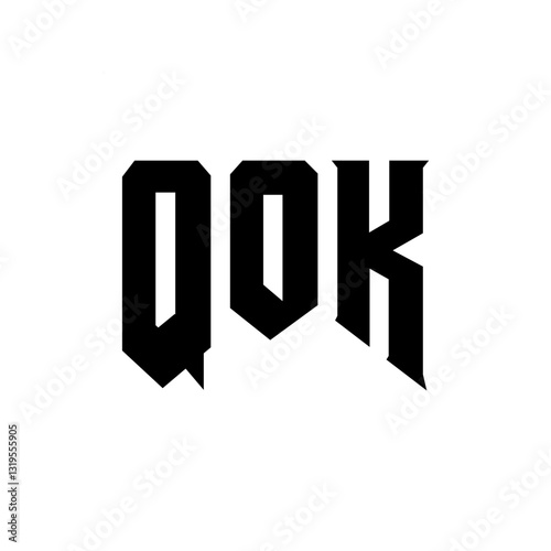 QOK letter logo design for technology company. QOK logo design black and white color combination. QOK logo, QOK vector, QOK design, QOK icon, QOK alphabet. QOK typography logo design.