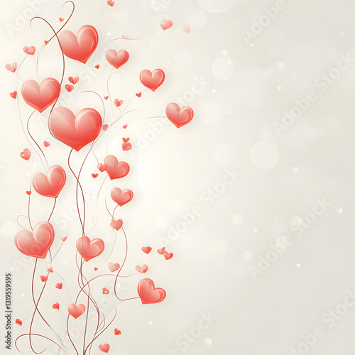 Romantic mix colors Heart Background with Falling Hearts - Symbol of love. Vector illustration with beauty 3d hearts. Applicable for design of wedding greeting cards and St