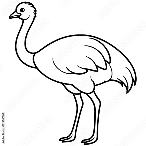 One-Stroke Ostrich Vector Art Design