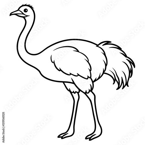 One-Stroke Ostrich Vector Art Design