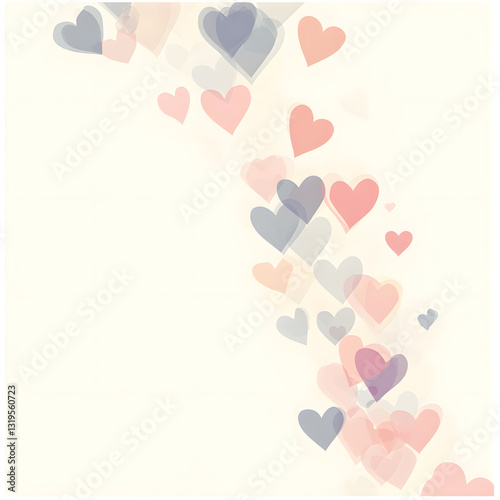 Romantic mix colors Heart Background with Falling Hearts - Symbol of love. Vector illustration with beauty 3d hearts. Applicable for design of wedding greeting cards and St