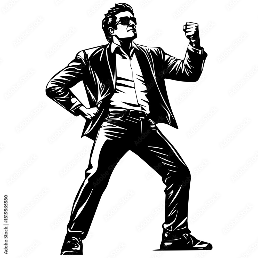 businessman in suite in various positions