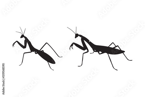 Praying Mantis Silhouette Vector Illustration