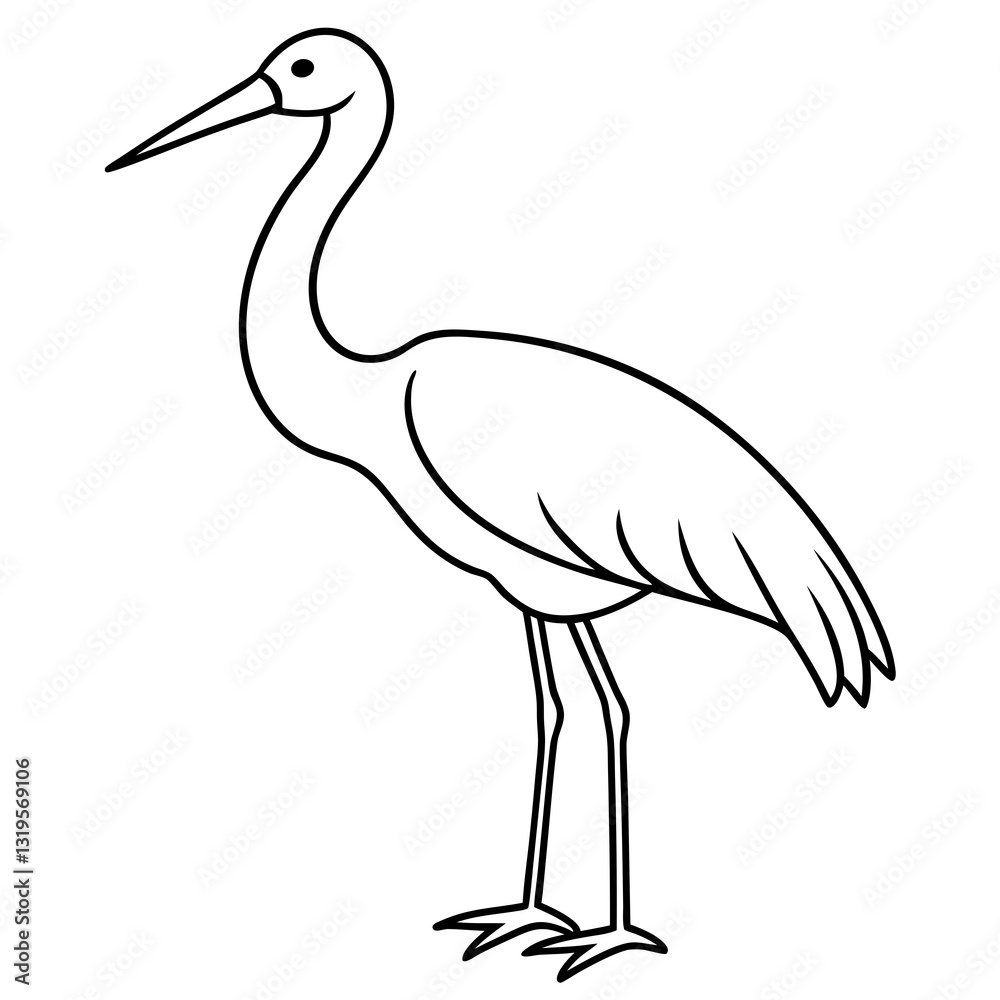 Fototapeta premium Simple Stork Vector Illustration in One Line