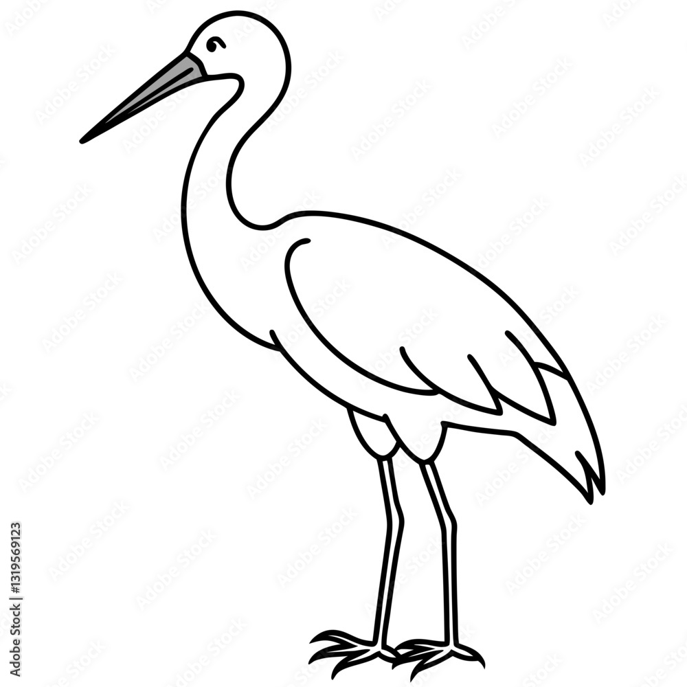 Fototapeta premium Simple Stork Vector Illustration in One Line