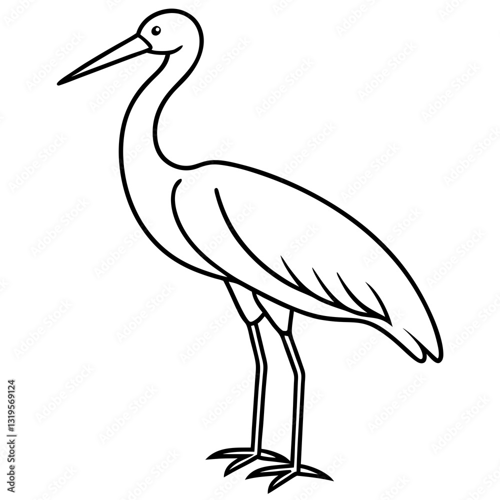 Obraz premium Simple Stork Vector Illustration in One Line