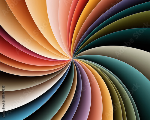 Wallpaper Mural Abstract image of curved color paper layers creating a spiral effect, showcasing vibrant hues and smooth textures, symbolizing dynamism and creativity, ideal for design or art projects Torontodigital.ca
