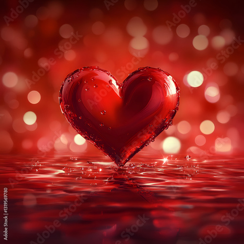 Romantic Red Heart Background with Falling Hearts - Symbol of love. Vector illustration with beauty 3d hearts. Applicable for design of wedding greeting cards and St