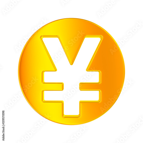 symbol Yen on white background. Isolated 3D illustration