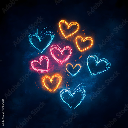 Romantic Red Heart Background with Falling Hearts - Symbol of love. Vector illustration with beauty 3d hearts. Applicable for design of wedding greeting cards and St
