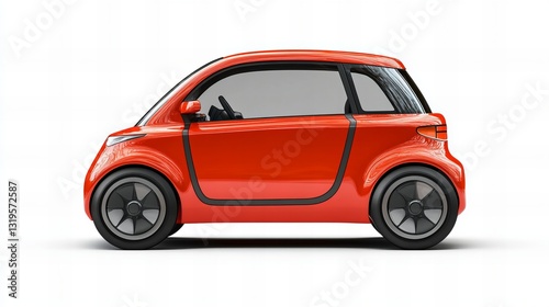 Compact and stylish small electric city car, featuring a modern design ideal for urban commuting. Eco-friendly, energy-efficient vehicle perfect for sustainable transportation concepts and smart city.