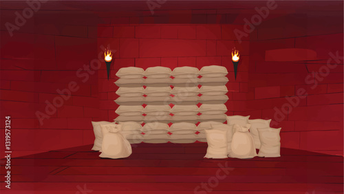 Wheat Storage Warehouse Vector Illustration