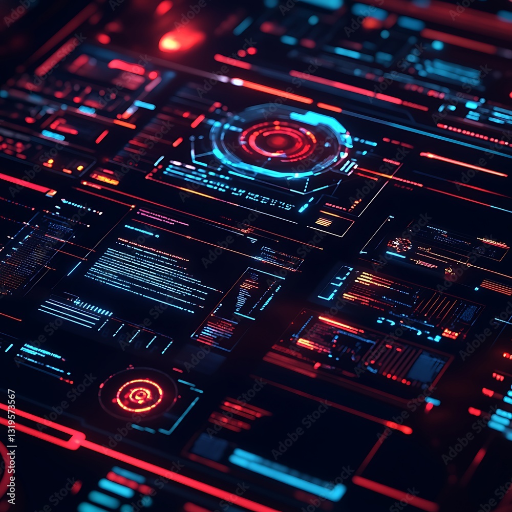 Obraz premium High-tech futuristic user interface screens high resolution wallpaper