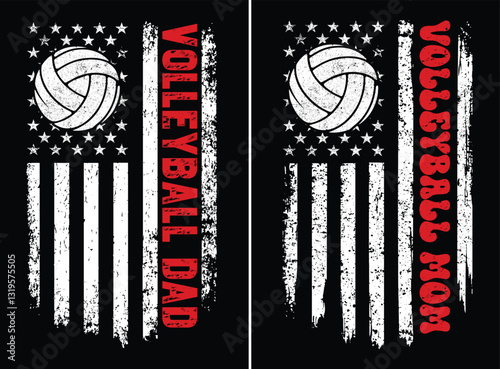 Distressed American Flag Volleyball Mom And Dad Design – Patriotic Sports Graphic