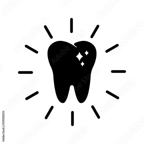 Teeth cleaning icon color editable on white background