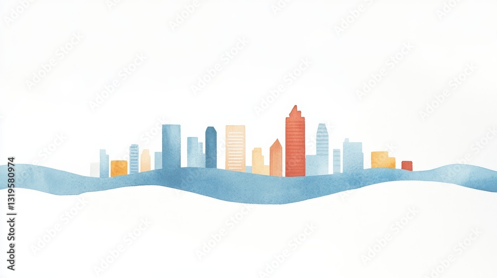 Fototapeta premium Vibrant Cityscape Illustration with Unique Building Designs