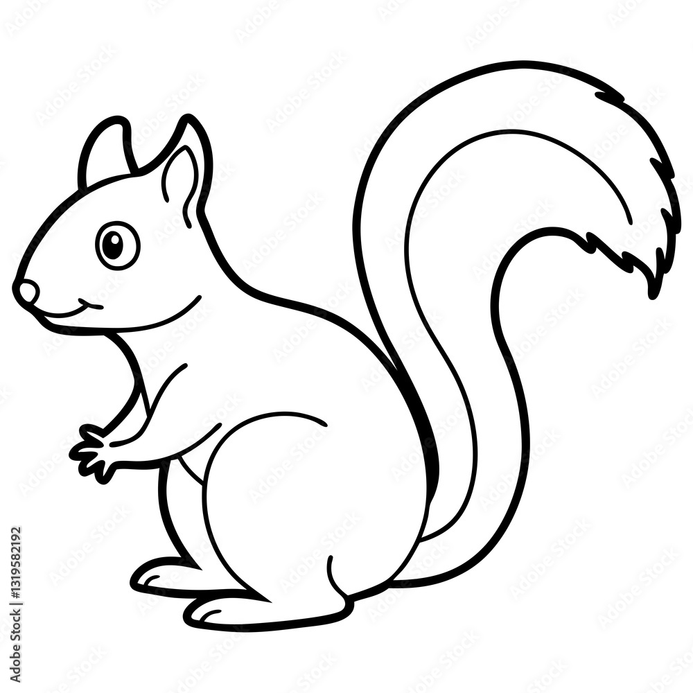 Sleek One-Stroke Squirrel Vector Art