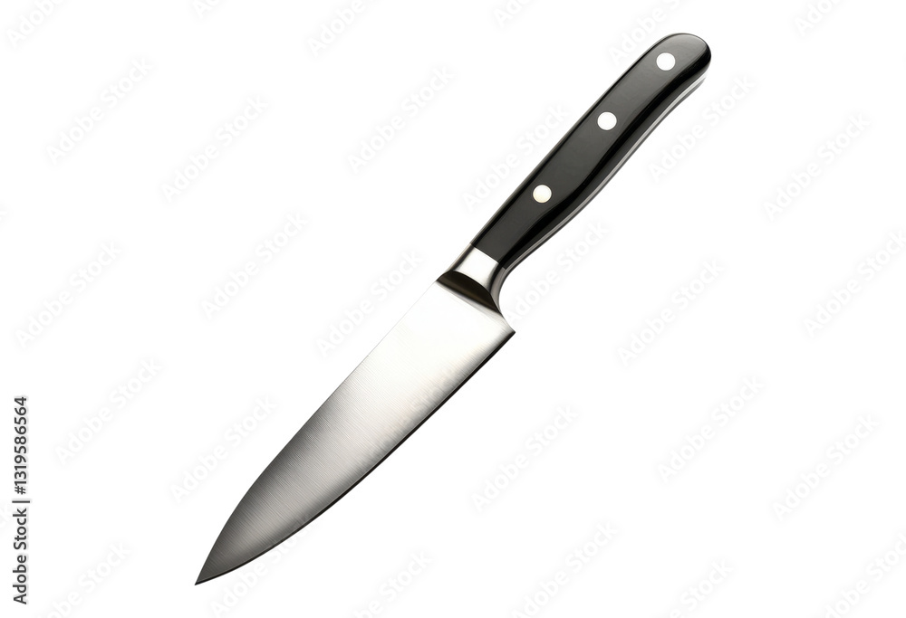 Sharp Kitchen Knife with Black Handle and Silver Rivets Design Sharp Kitchen Knife with Black Handle and Silver Rivets Design