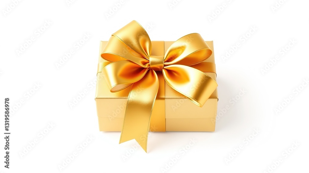 Luxurious Gold Gift Bow Isolated on White Background Luxurious Gold Gift Bow Isolated on White Background