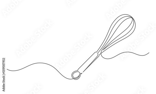 Whisk continuous one line isolated on white background